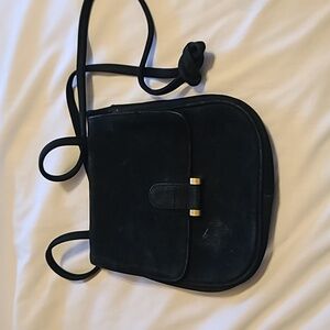 Americana by Sharif Black Suede Gold Crossbody Bag
